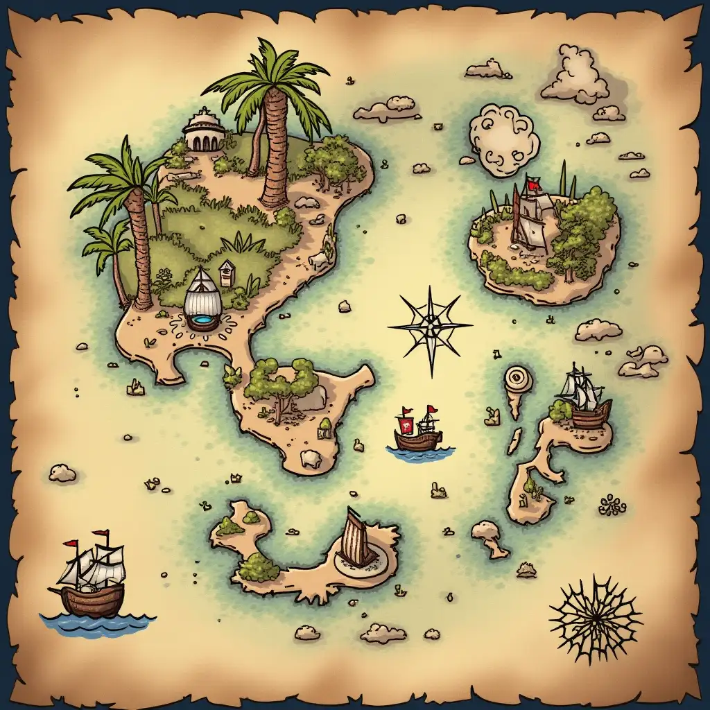 Vintage-Pirate-Map-with-Nautical-Symbols-and-Hidden-Treasures