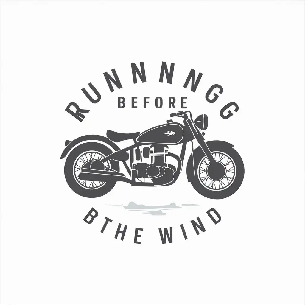 a vector logo design,with the text "running before the wind", main symbol:motorcycle, motorbike,Moderate,be used in Automotive industry,clear background