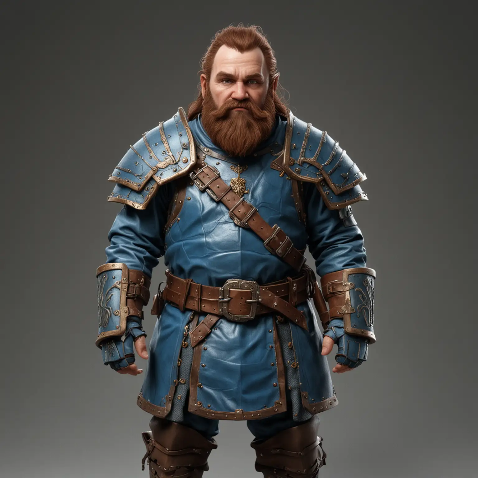 Dwarf Cleric in Blue Leather Armor