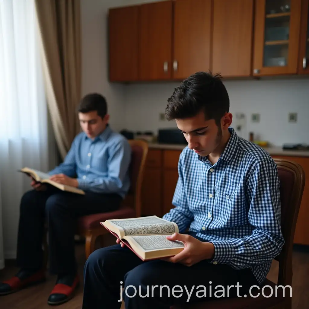 Iranian-Students-Reading-Quran-in-a-Traditional-Room-Setting
