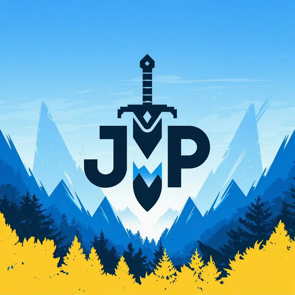 LOGO Design for JvP Minimalistic Sword and Mountain Theme for Gamers