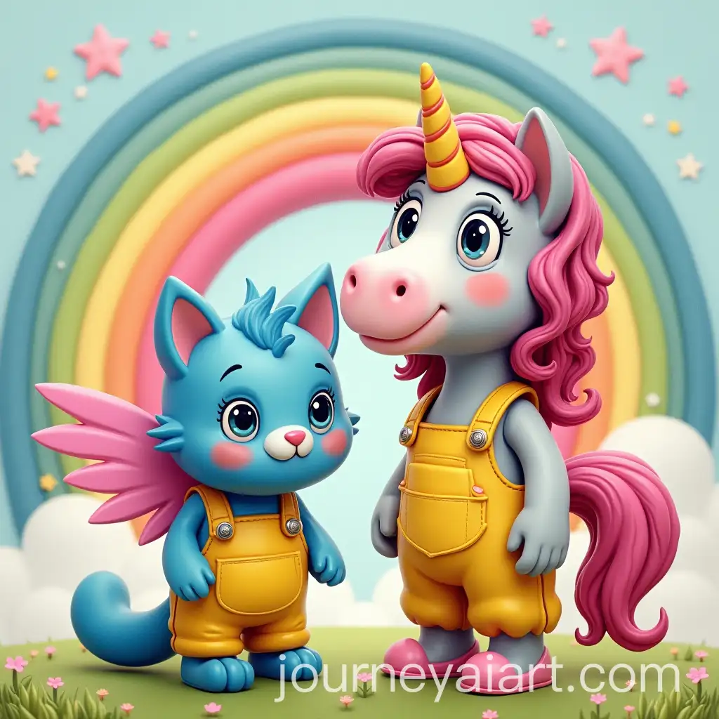 Colorful-Fantasy-Scene-with-Blue-Cat-Pink-Wings-and-CandyDressed-Old-Lady