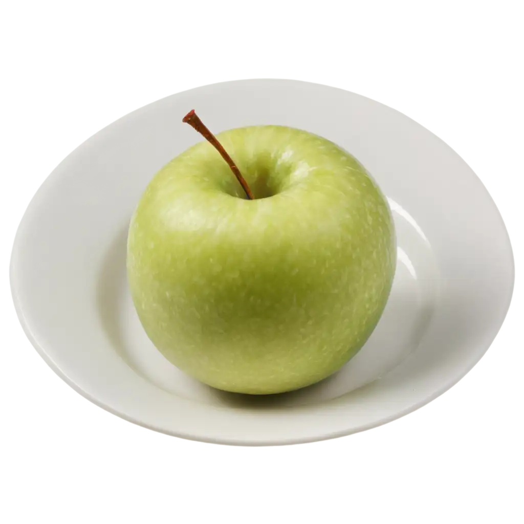 An apple sitting on top of a white plate