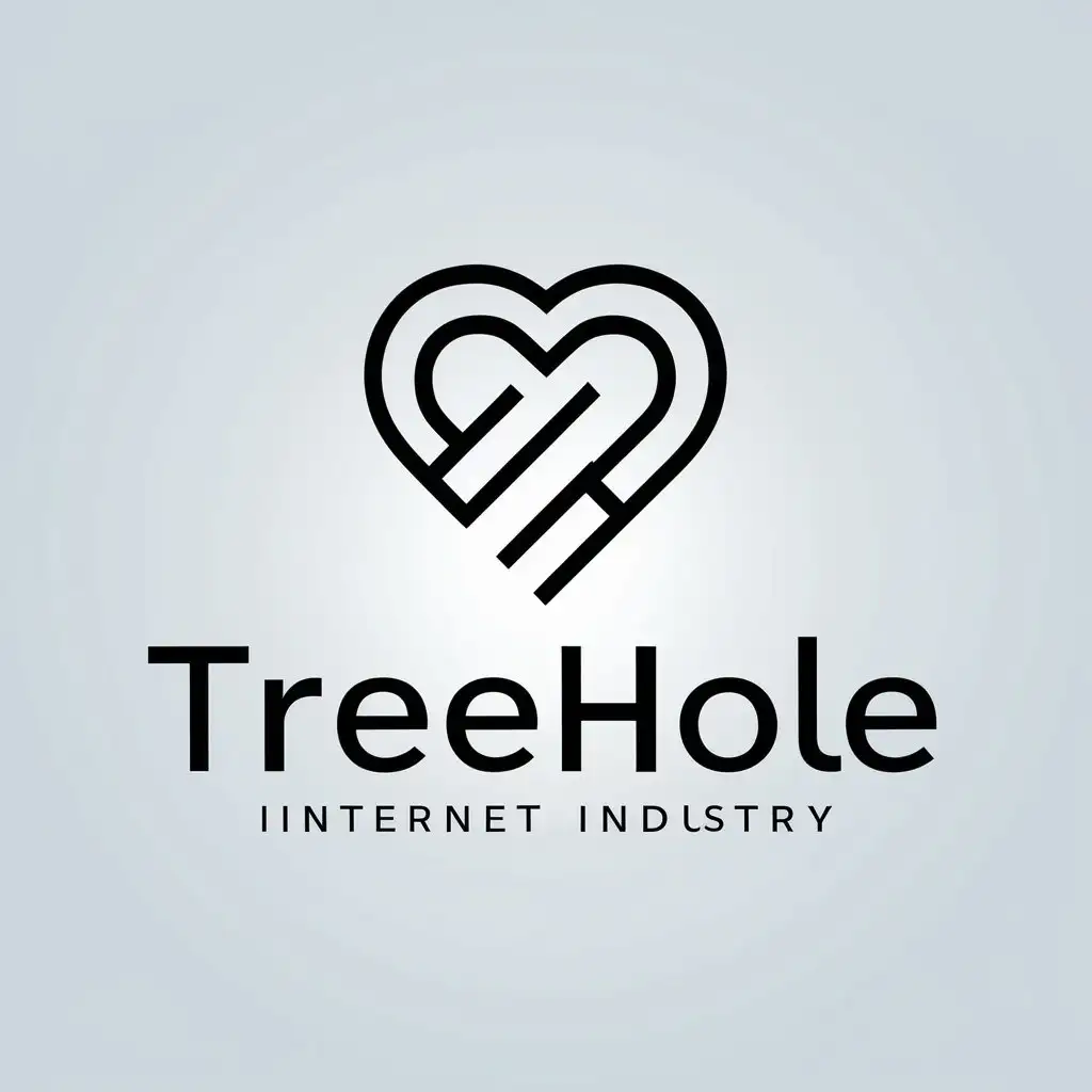 a vector logo design,with the text "TreeHole", main symbol:heart,Minimalistic,be used in Internet industry,clear background