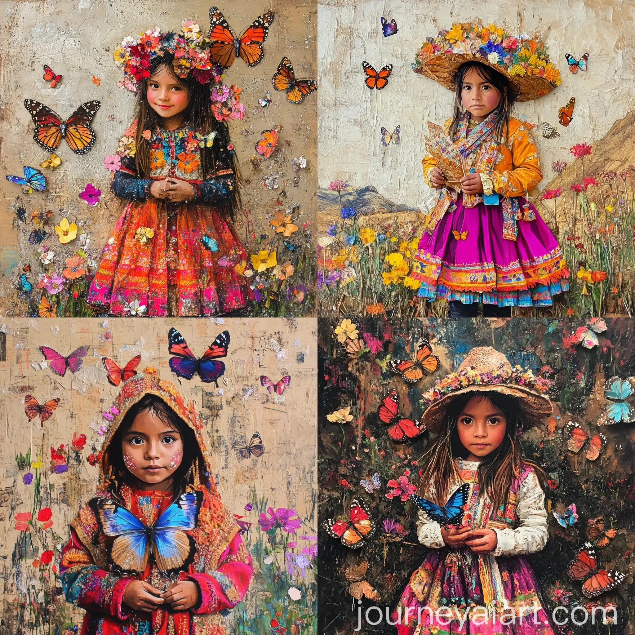 Peruvian-Girl-in-Traditional-Attire-with-Butterflies-and-Wildflowers