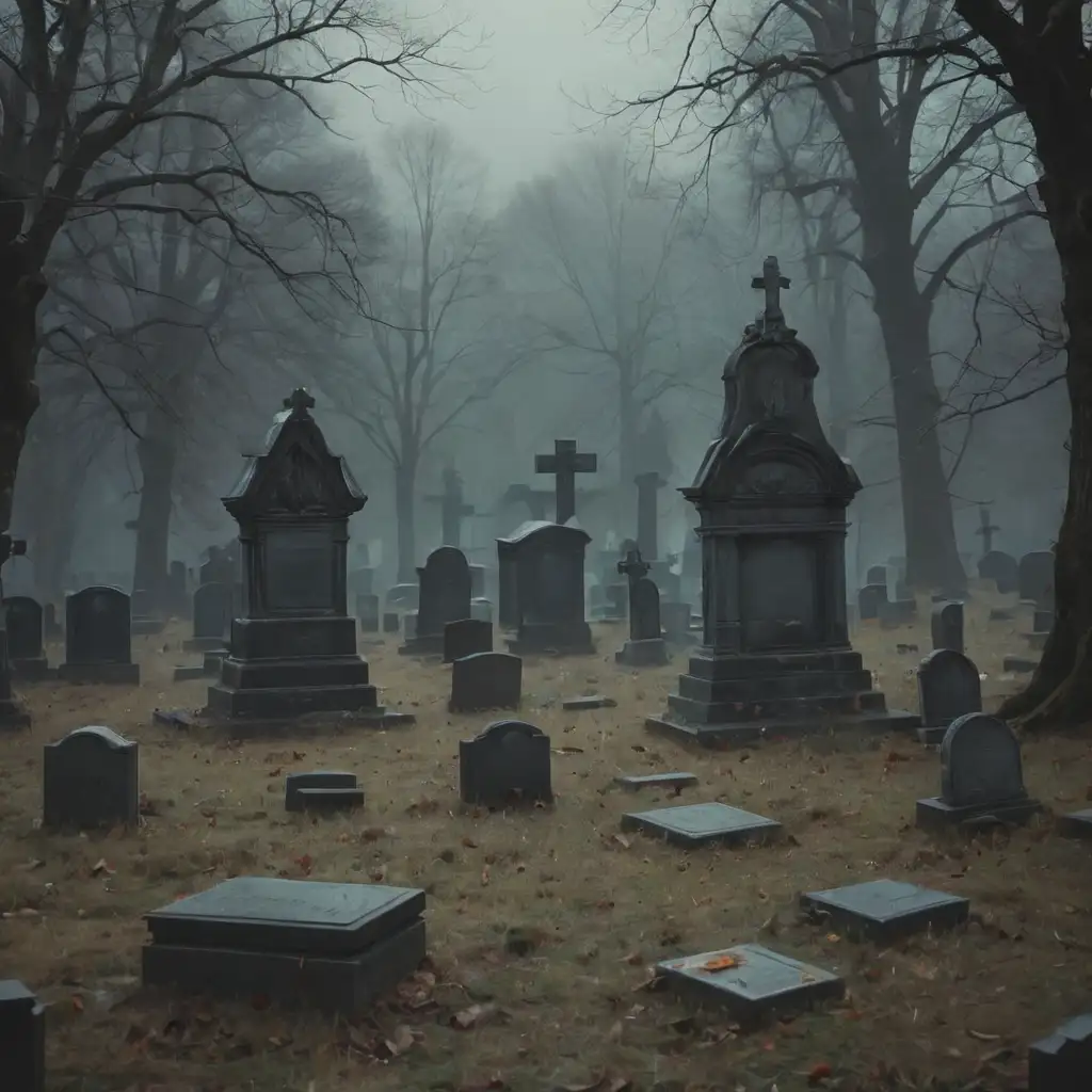 Hauntingly Beautiful Graveyard Under a Full Moon