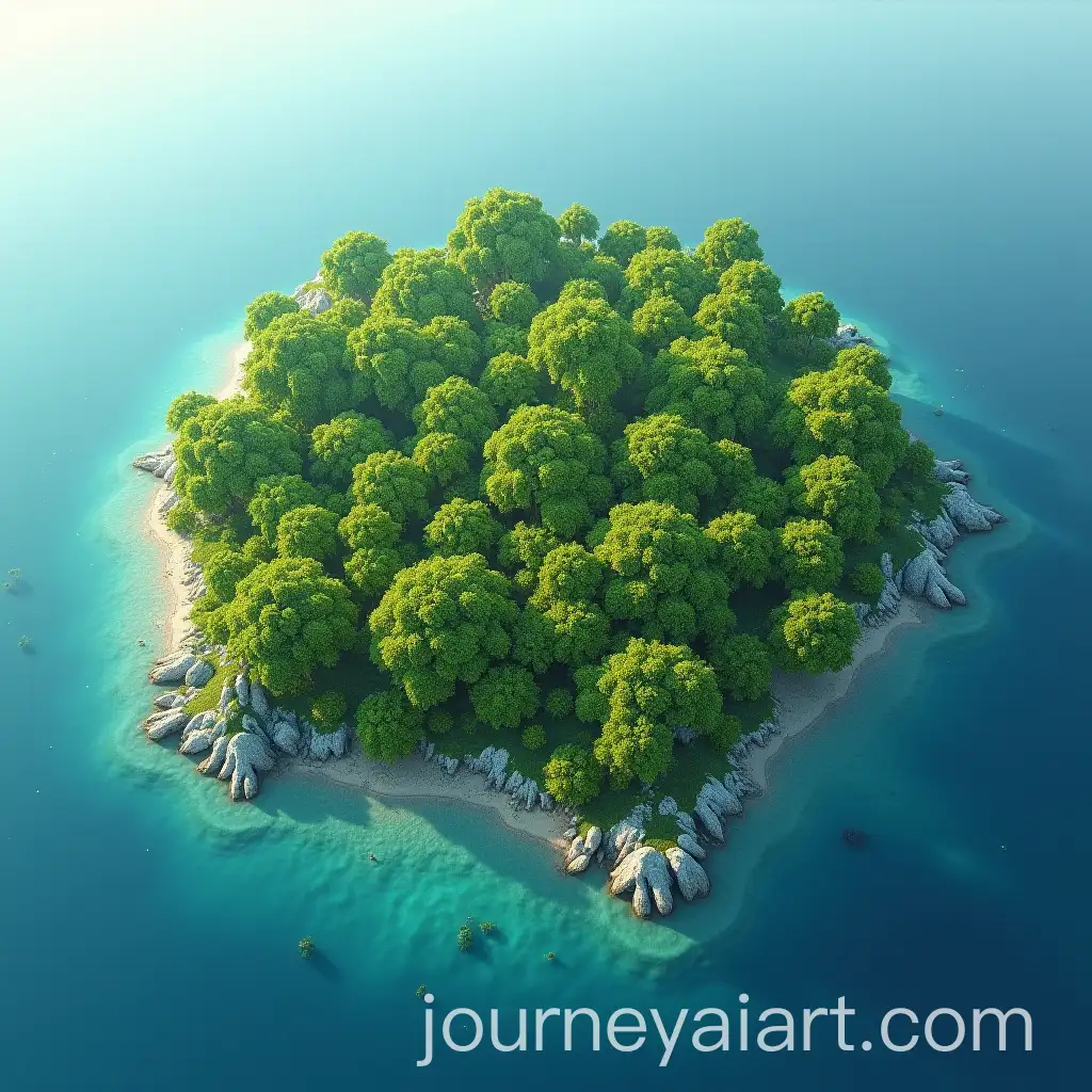Flat-Green-Island-Surrounded-by-Water-with-No-Trees-or-Bushes