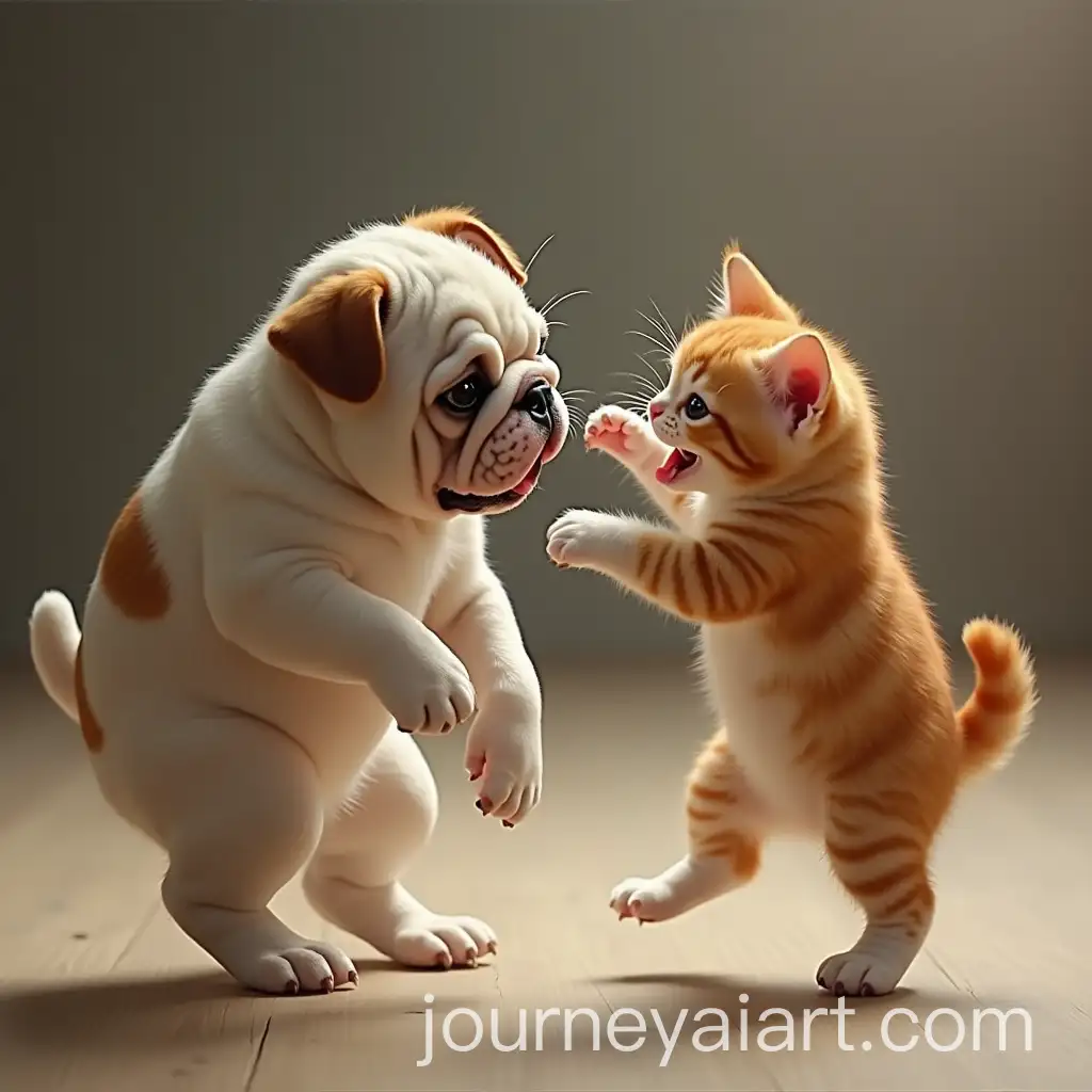 AI-Image-Prompt-ExpansionPlayful-Little-Cat-Engaged-in-Battle-with-Bulldog