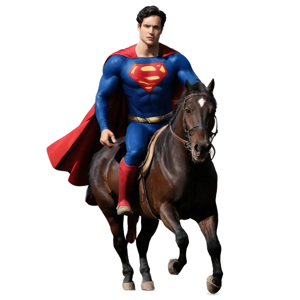 Superman-Riding-a-Horse-PNG-Image-High-Quality-for-Versatile-Uses