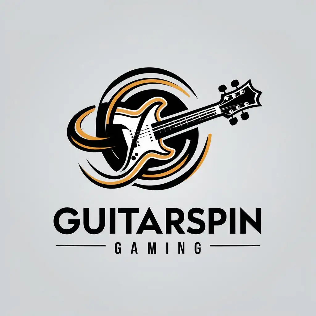 LOGO Design for GuitarSpin Gaming Dynamic Guitar with Gaming Elements in Bold Colors