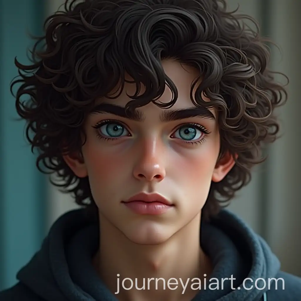 Majestic-Curly-Haired-Boy-with-Flirtatious-Gaze-and-Hunter-Blue-Eyes