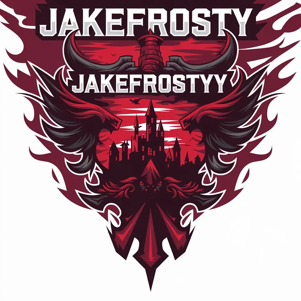 LOGO Design for JakeFrostyy Dark Red Aura Red Skies Wizards and Castles Theme