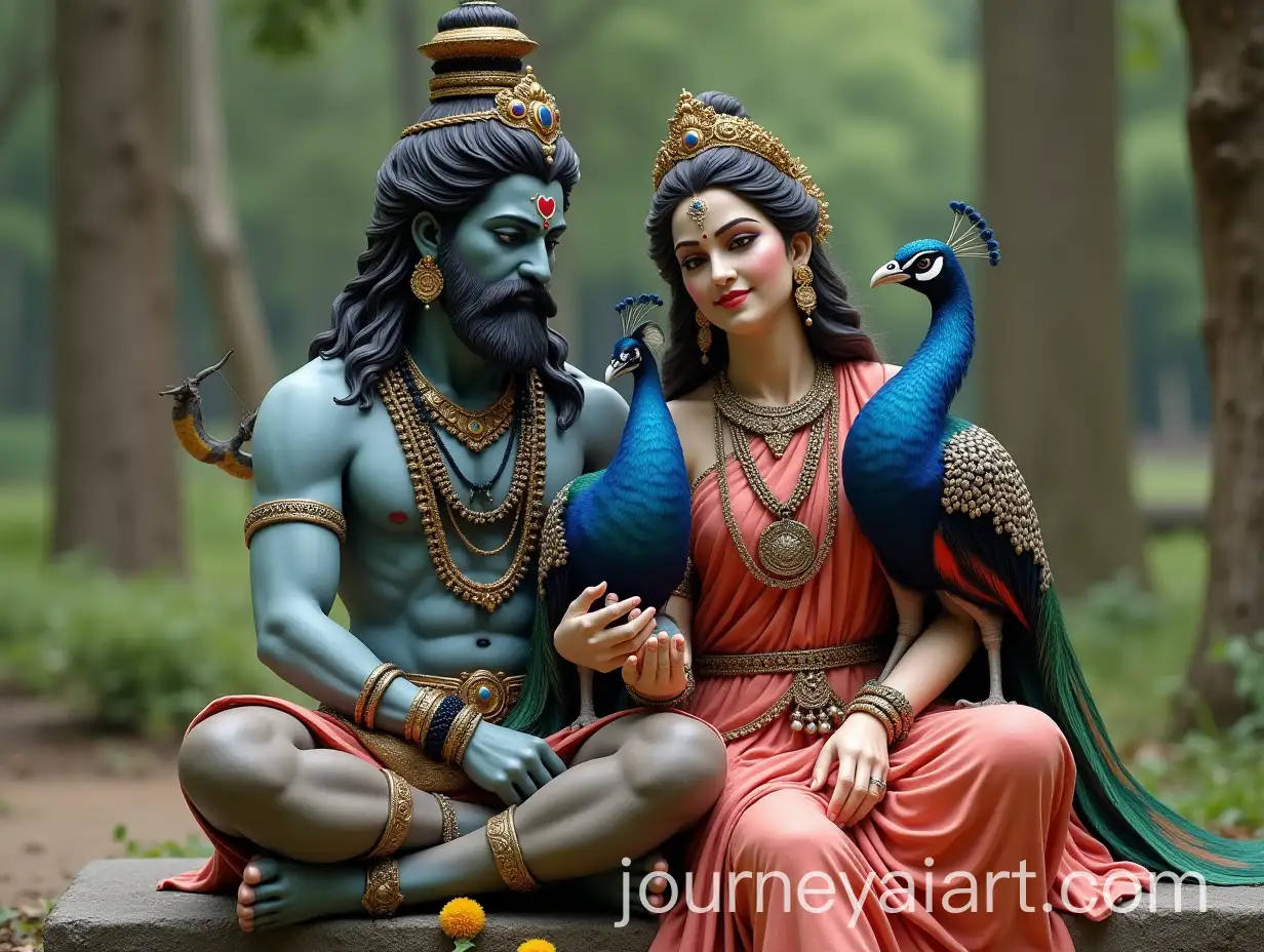 Shiv-and-Parvati-in-Shiv-Parvati-Park-Holding-a-Peacock-with-Diamond-Realistic-Face