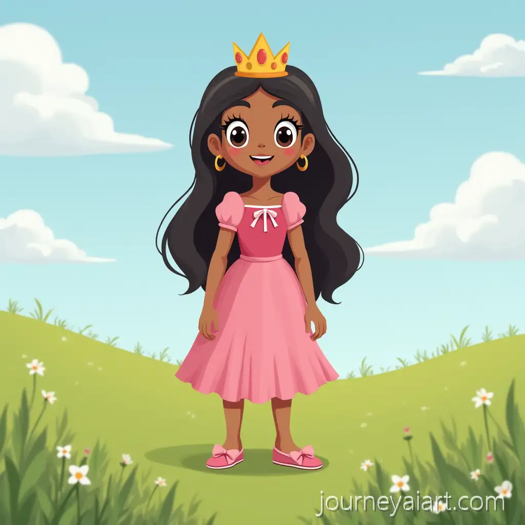 Princess-Character-withPrincess-in-Green-Meadow-Mole-in-Green-Meadow-and-Blue-Cloudy-Sky