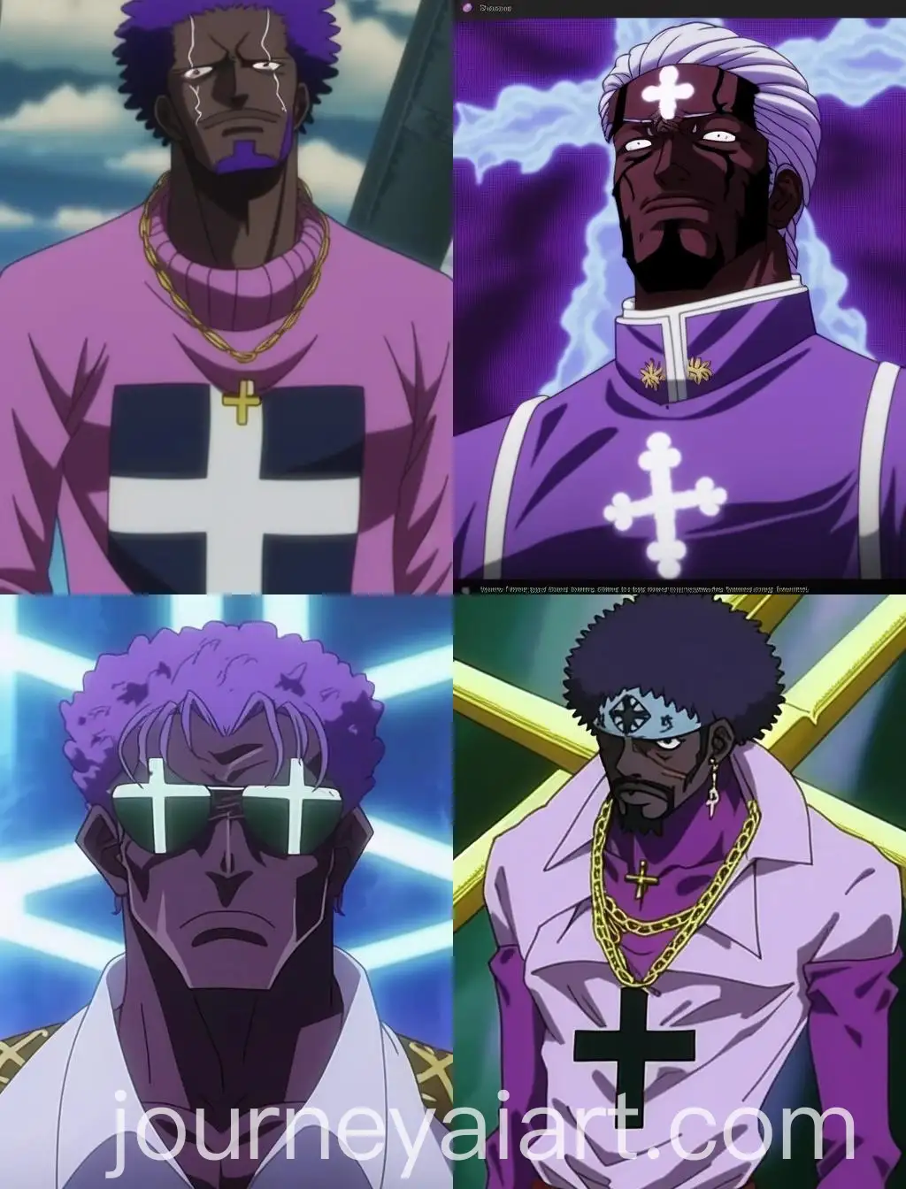 DarkSkinned-Man-in-Purple-Shirt-with-White-Crosses-One-Piece-Anime-Art