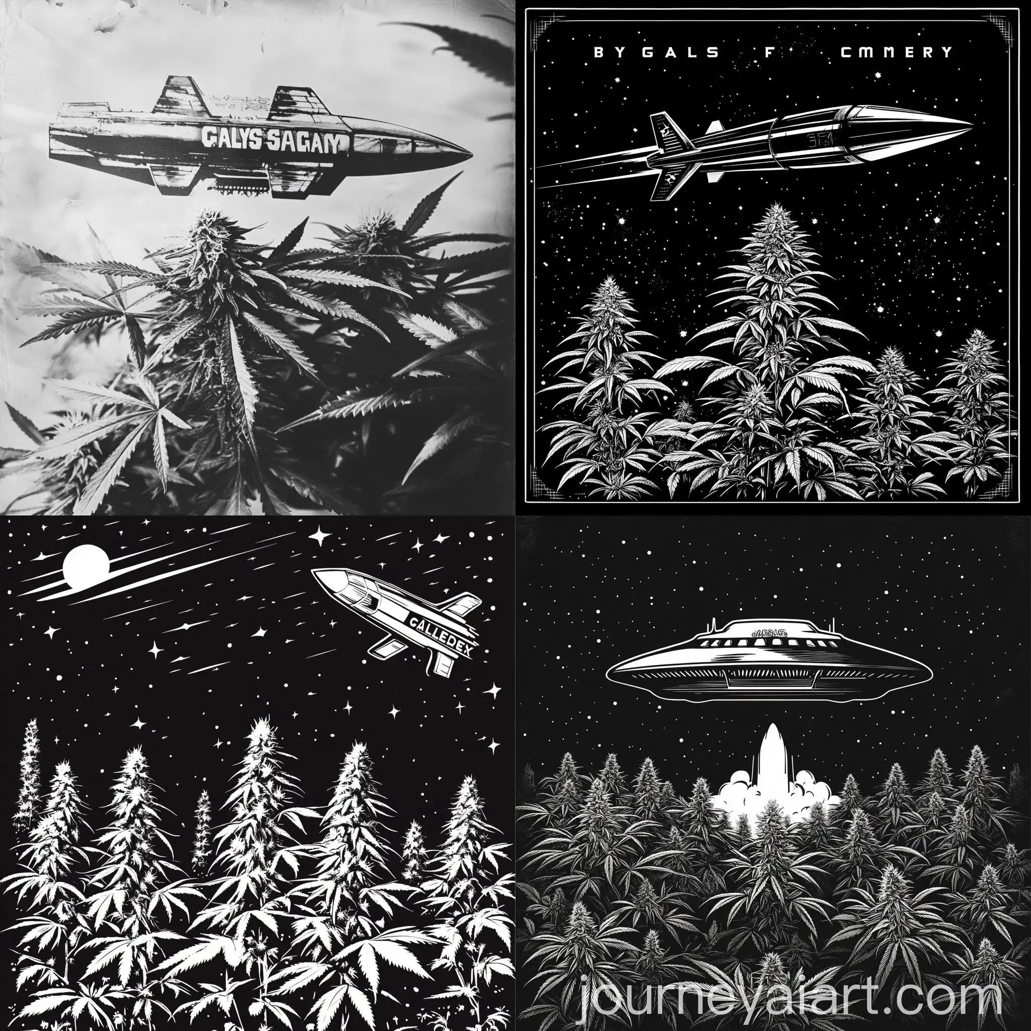 Monochrome-Hemp-Farm-Label-with-Galaga-Spaceship-Logo
