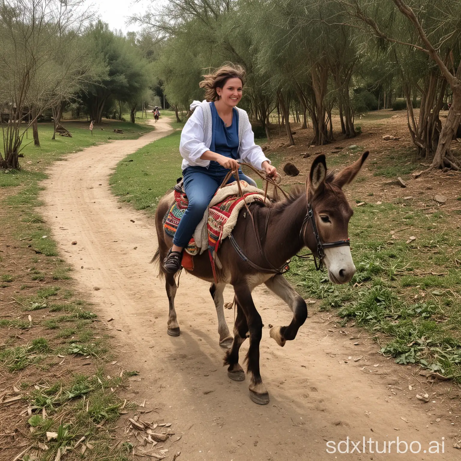 riding a donkey