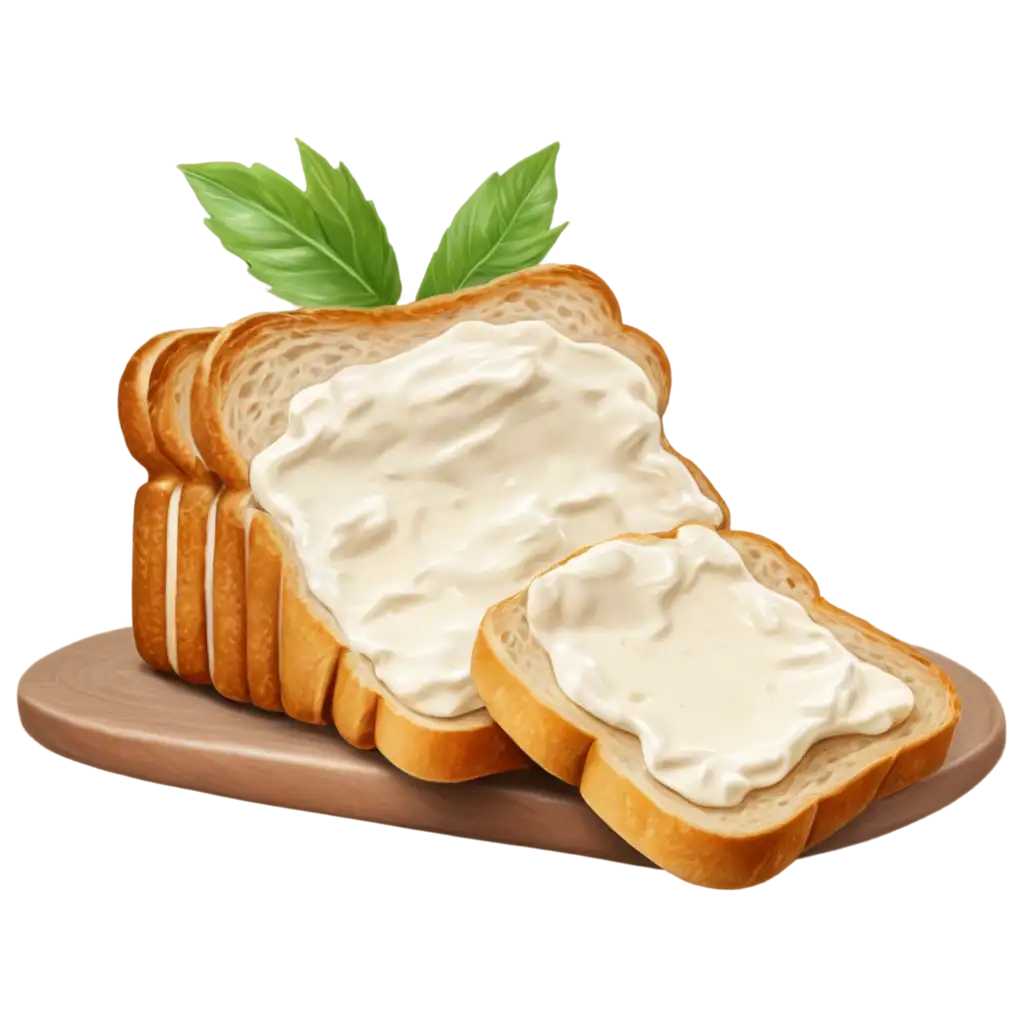 Realistic-PNG-Image-of-Toast-with-White-Creamy-Cheese-Enhance-Your-Visual-Content-with-HighQuality-PNG-Format