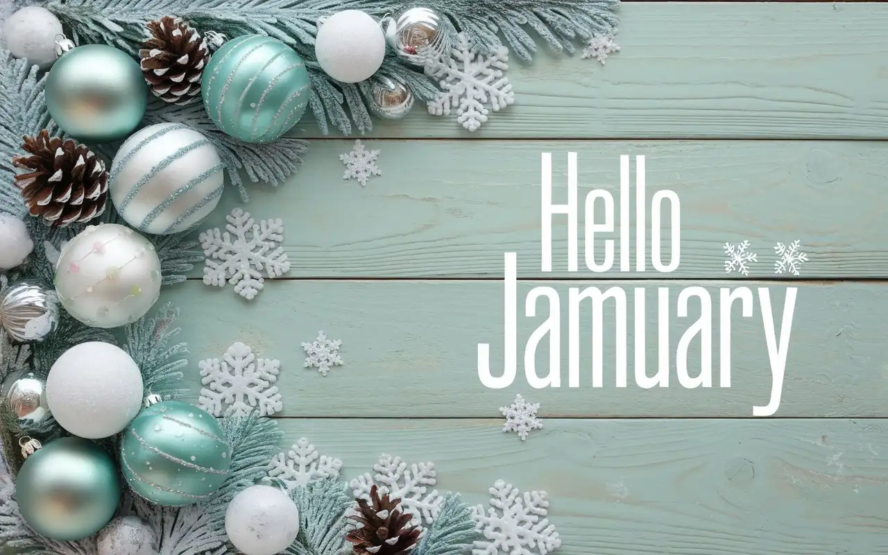 Minimalist-Winter-Decor-with-Snowflakes-and-Pinecones-Featuring-Hello-January-Text