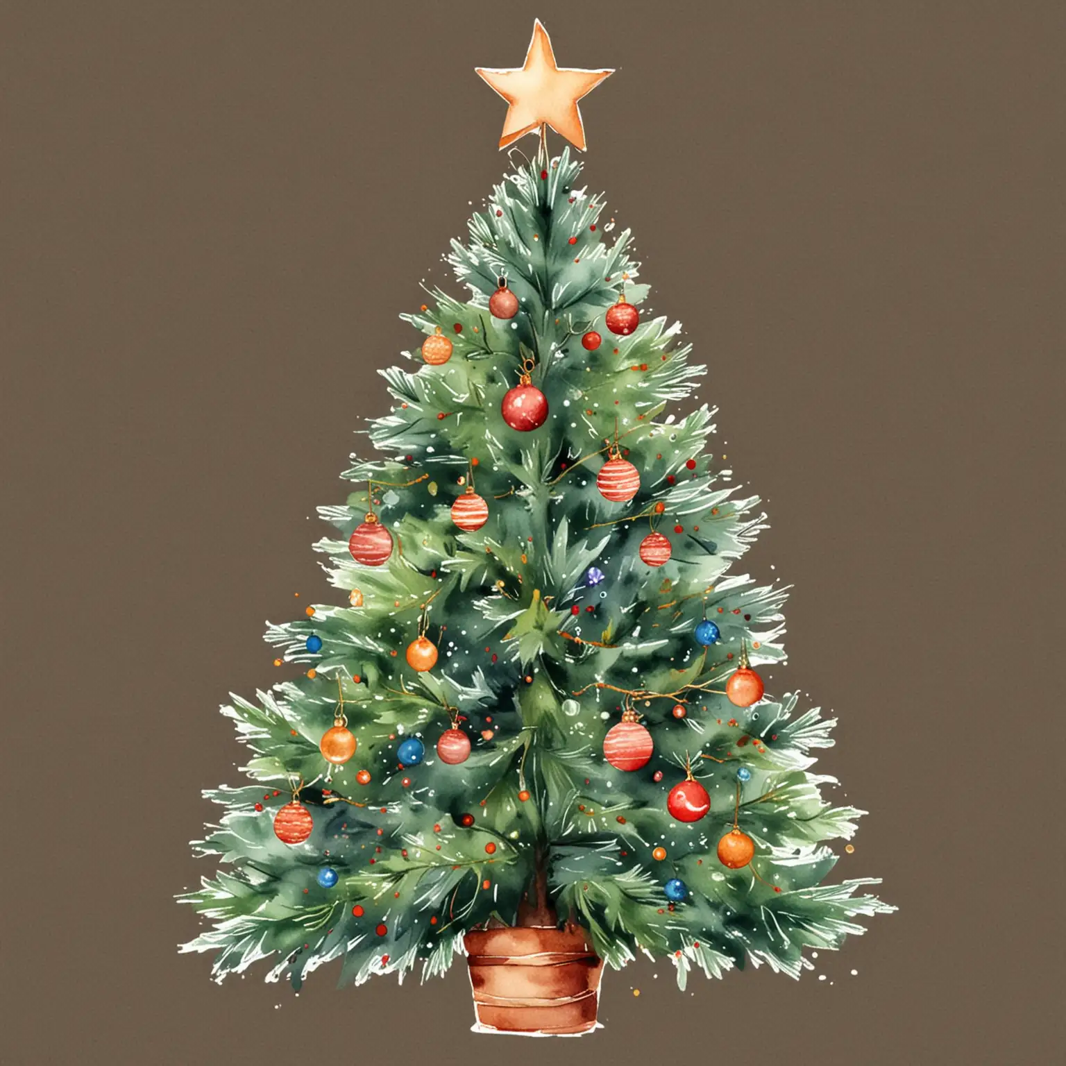 Elegant Watercolor Christmas Tree Decoration