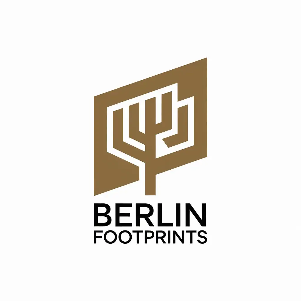 a vector logo design,with the text "Berlin footprints", main symbol:Rectangle tree single color,Minimalistic,be used in Entertainment industry,clear background