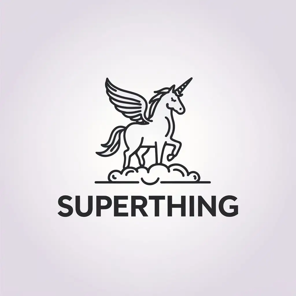 LOGO Design For Superthing Minimalistic Unicorn Angel Symbol in Technology Industry