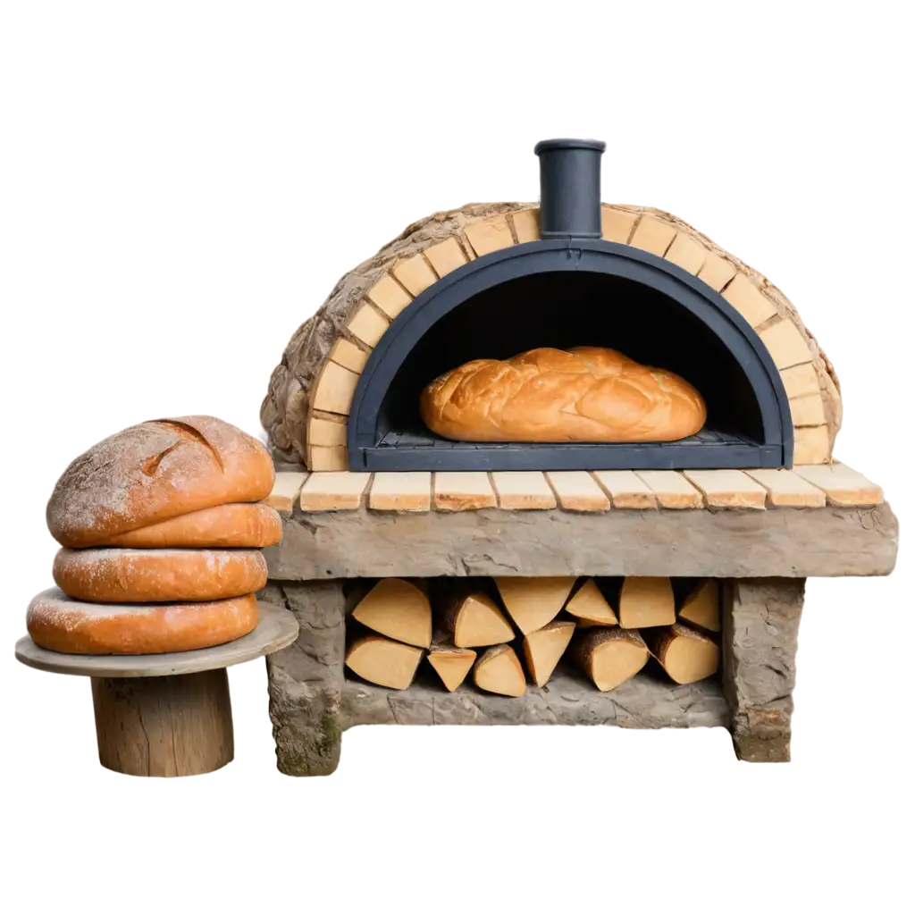 Bread in rustic oven of firewood