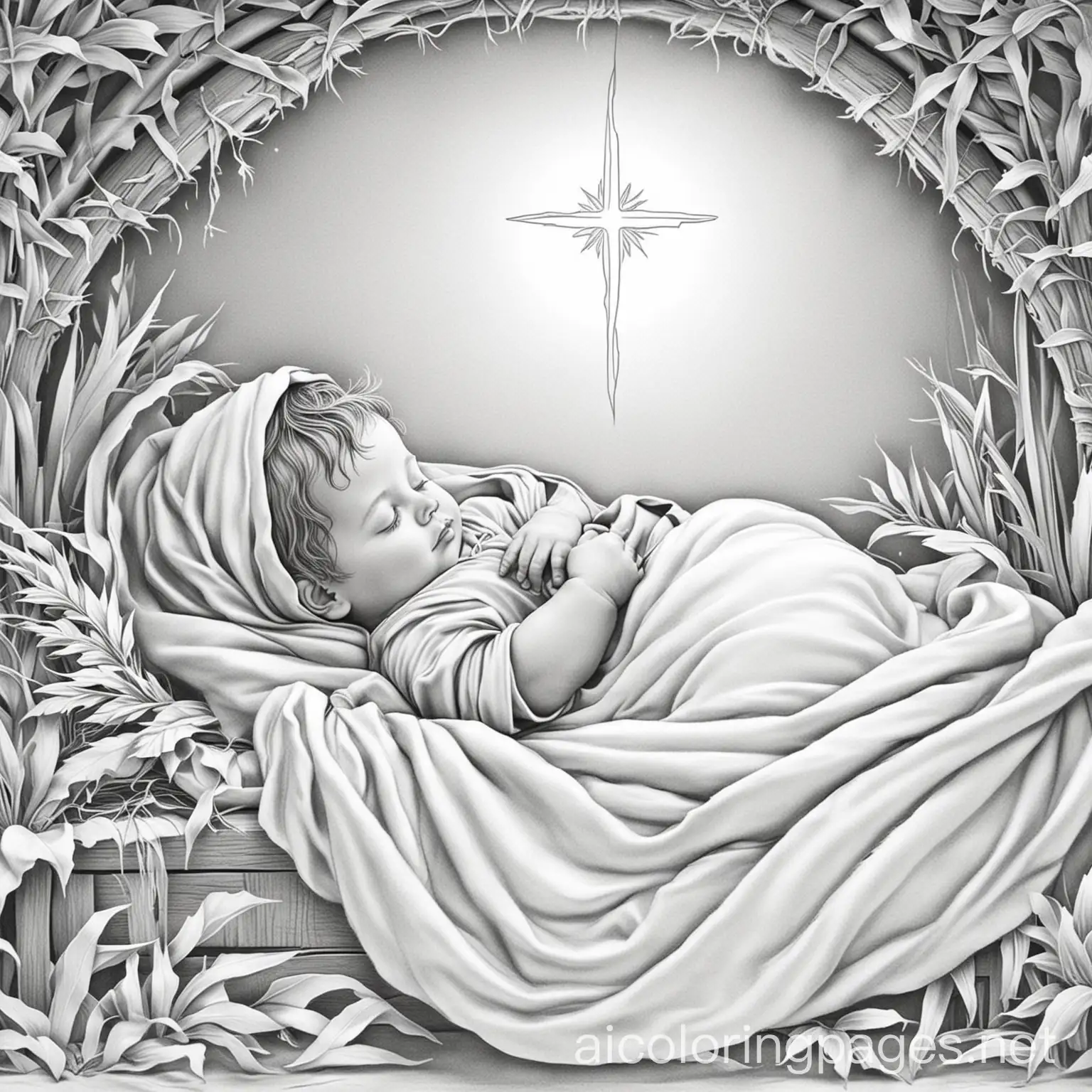 Serene-Baby-in-a-Manger-Simple-Coloring-Page-for-Children