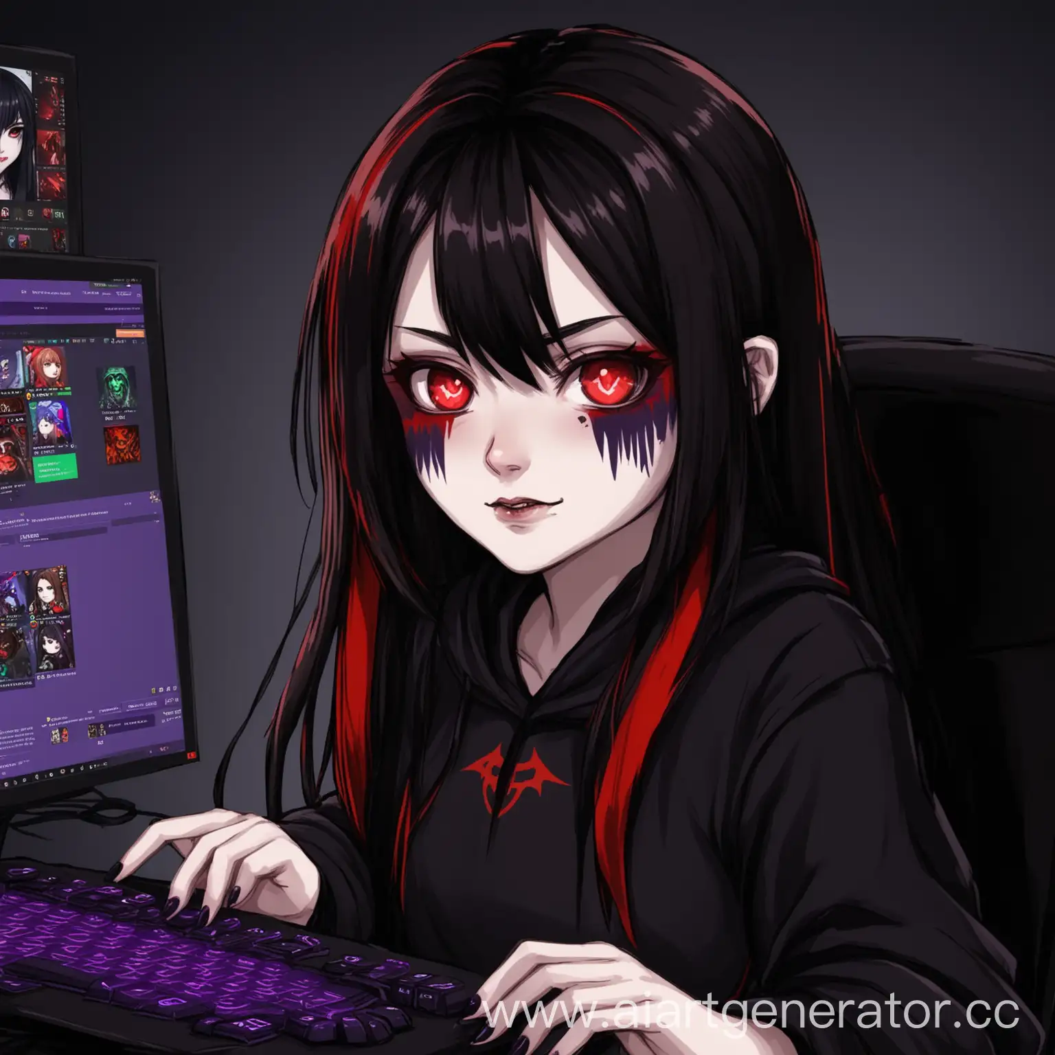 Gothic-Style-Anime-Girl-Streamer-on-Twitch-Playing-Dota