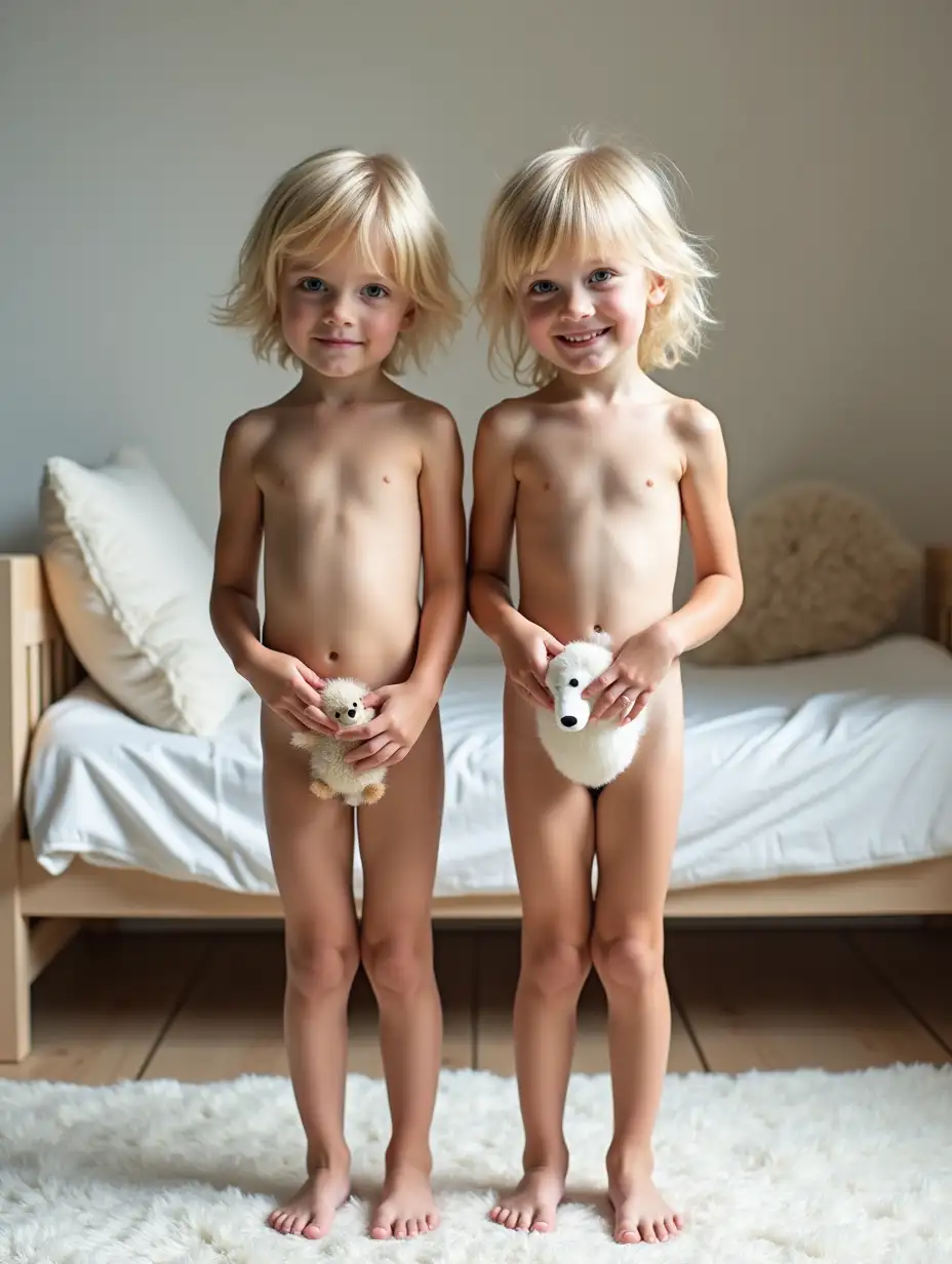 Two-Shy-Little-Girls-Holding-Stuffed-Animals-in-Playroom