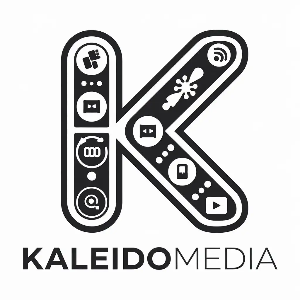 LOGO Design For KALEIDOMEDIA Modern K Letter with Media Theme