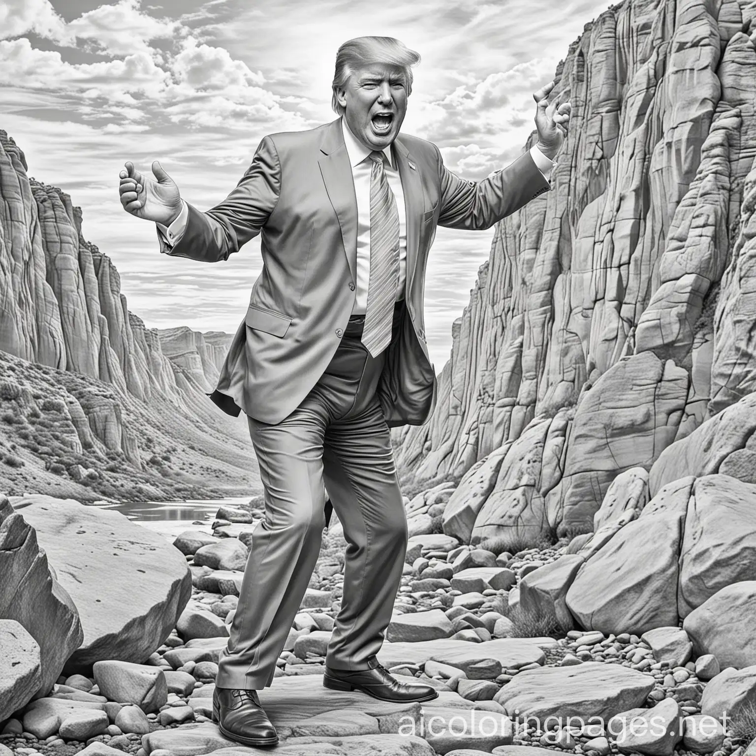 Donald-Trump-and-The-Rock-Floss-Dance-Coloring-Page