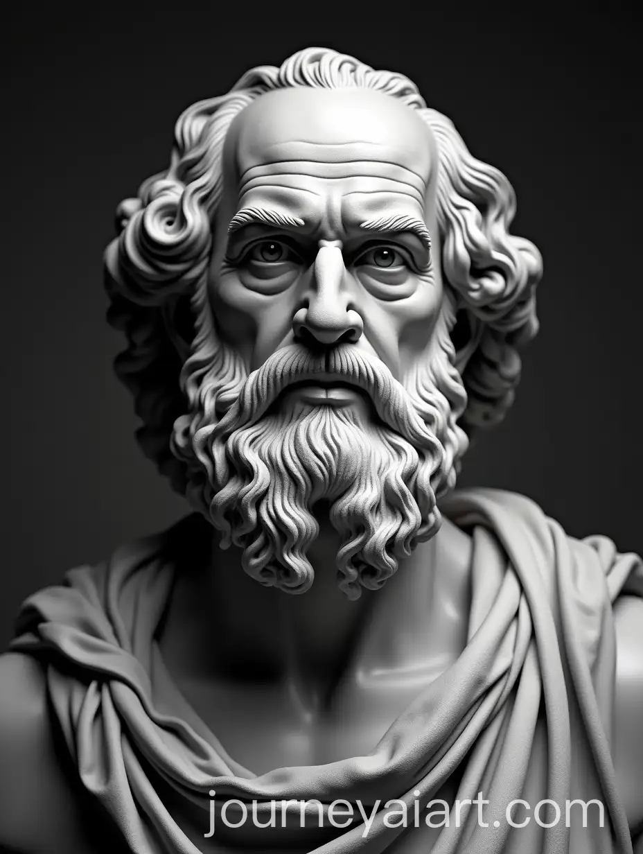Realistic-Socrates-in-Frontal-Perspective-Black-and-White-Art