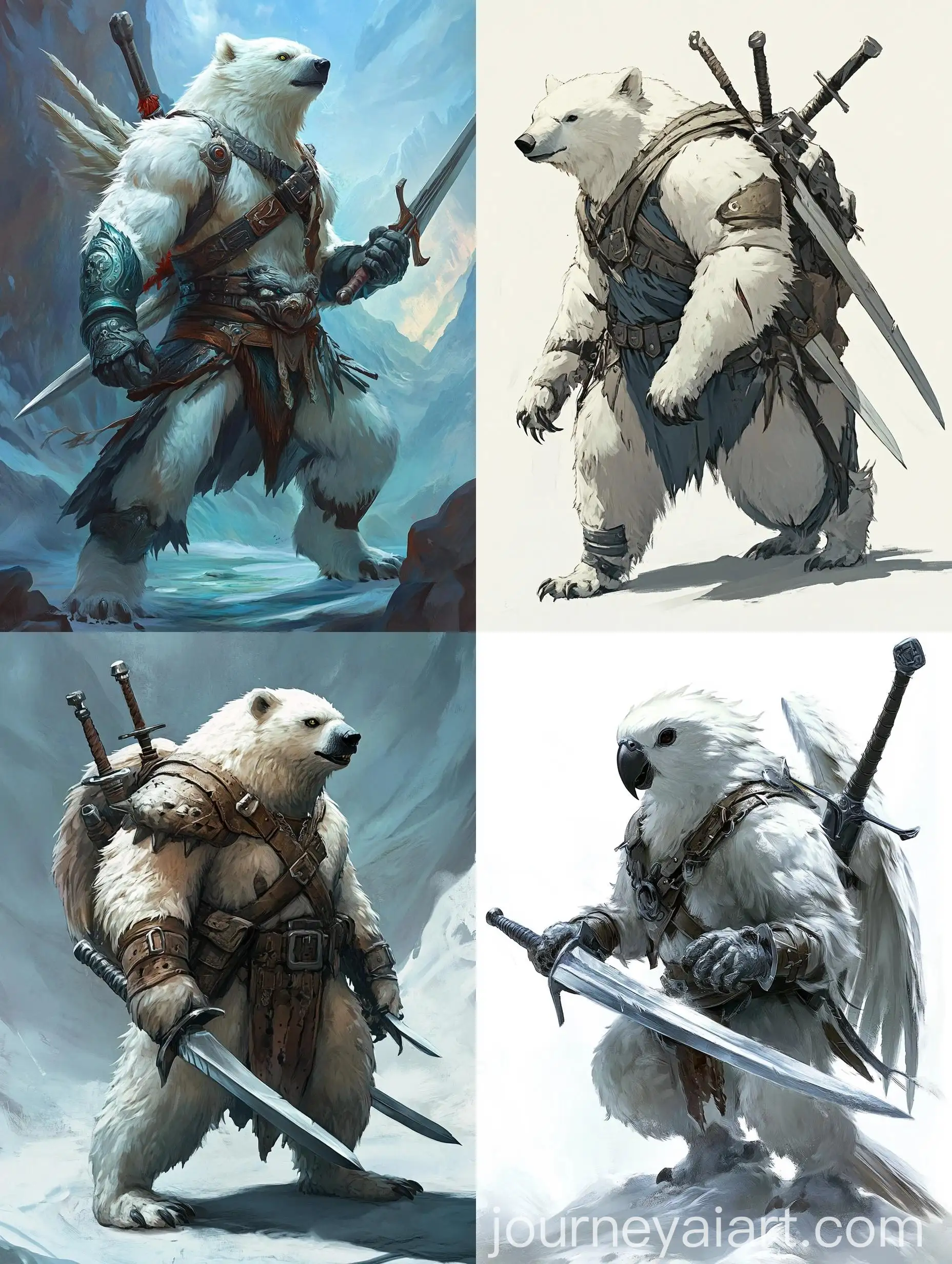 Muscular-CockatielPolar-Bear-Hybrid-with-Sword-Mount-in-DD-Style