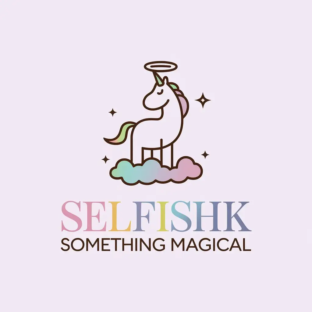 LOGO Design for Selfishk Minimalist Unicorn Icon with Pastel Colors for SelfLove Store