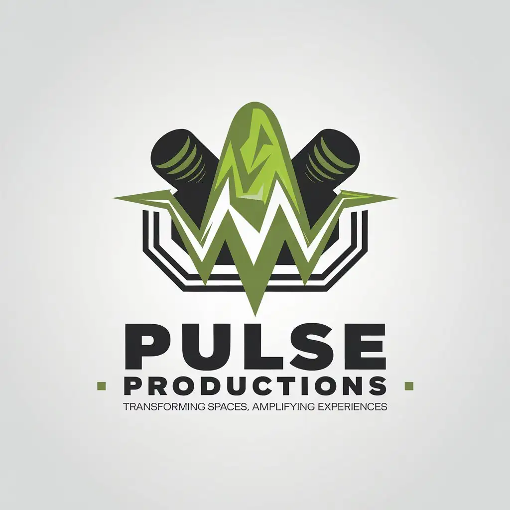 LOGO Design for Pulse Productions Green Lighting Sound Theme with Clear Background