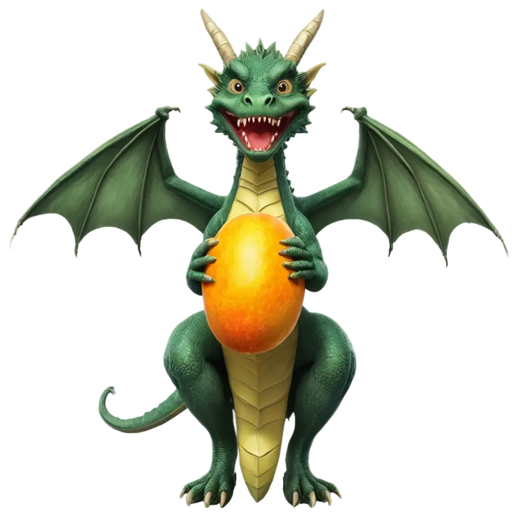 Realistic-PNG-Image-of-a-Dragon-Eating-a-Mango