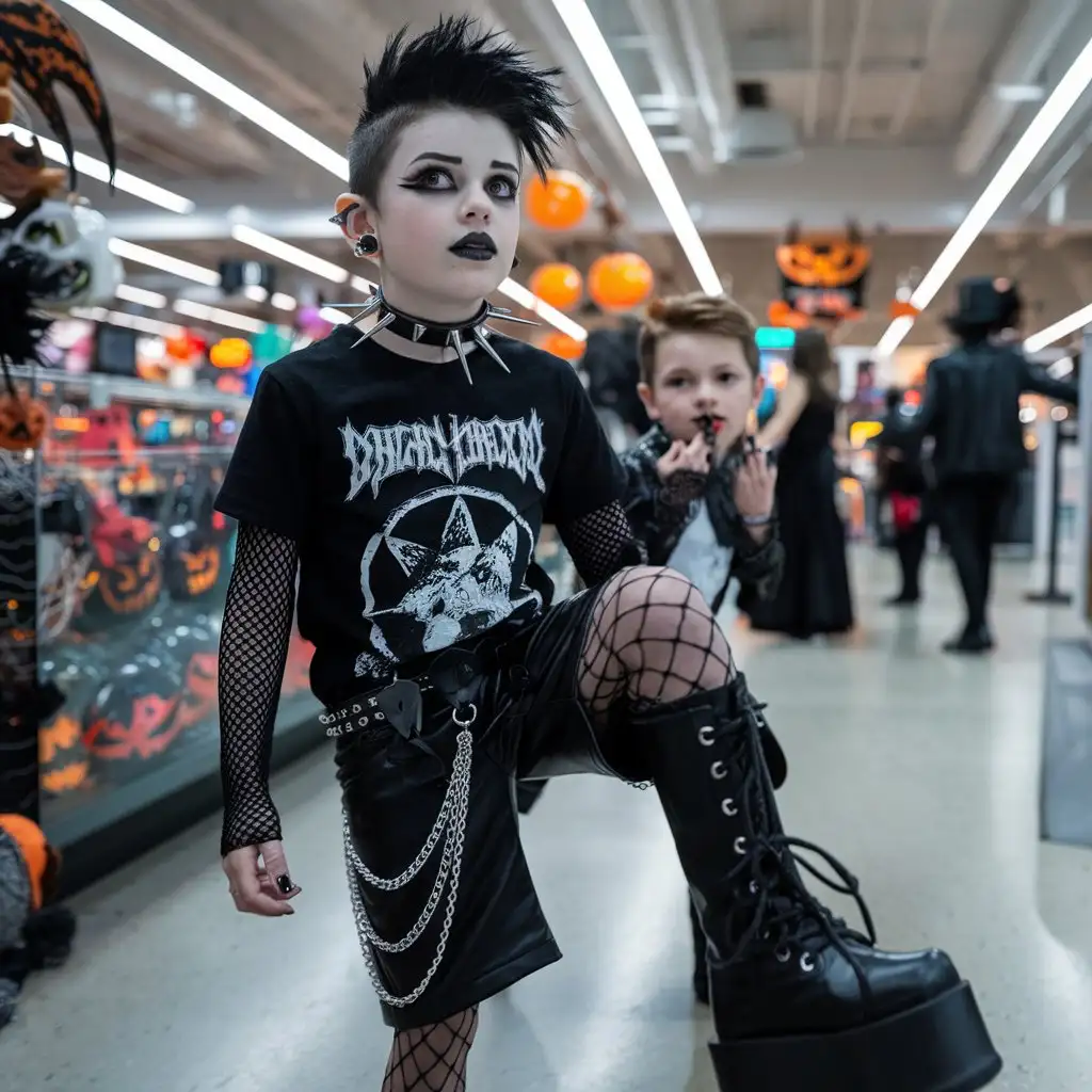 Gothic-Family-Scene-with-Halloween-Decorations-at-Gamestop