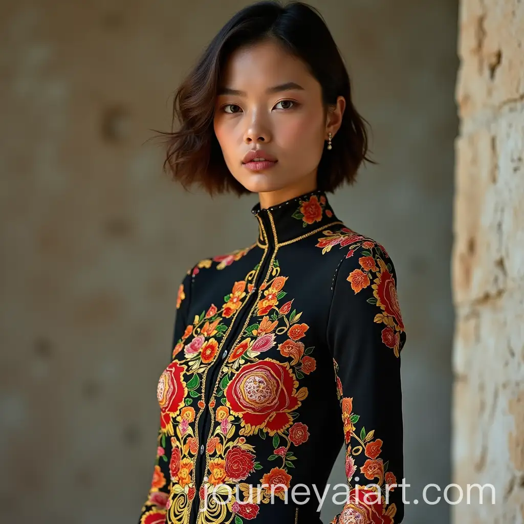 Italioasian-ModelAI-Art-Prompt-Expansion-Wearing-Prada-Versace-Fusion-Dress