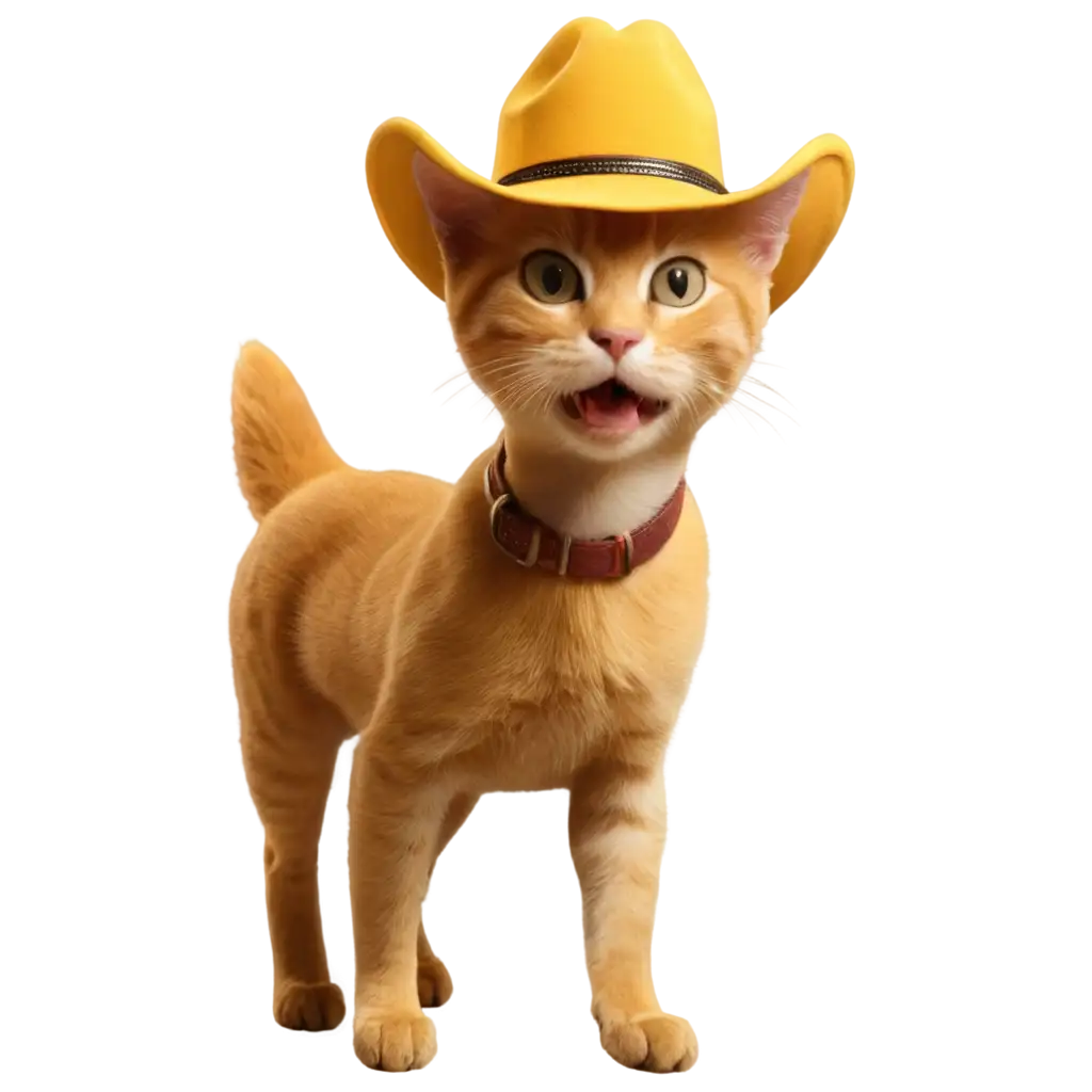 Yellow-Cat-Riding-a-Dog-with-Cowboy-Hat-PNG-Image-for-Creative-Projects