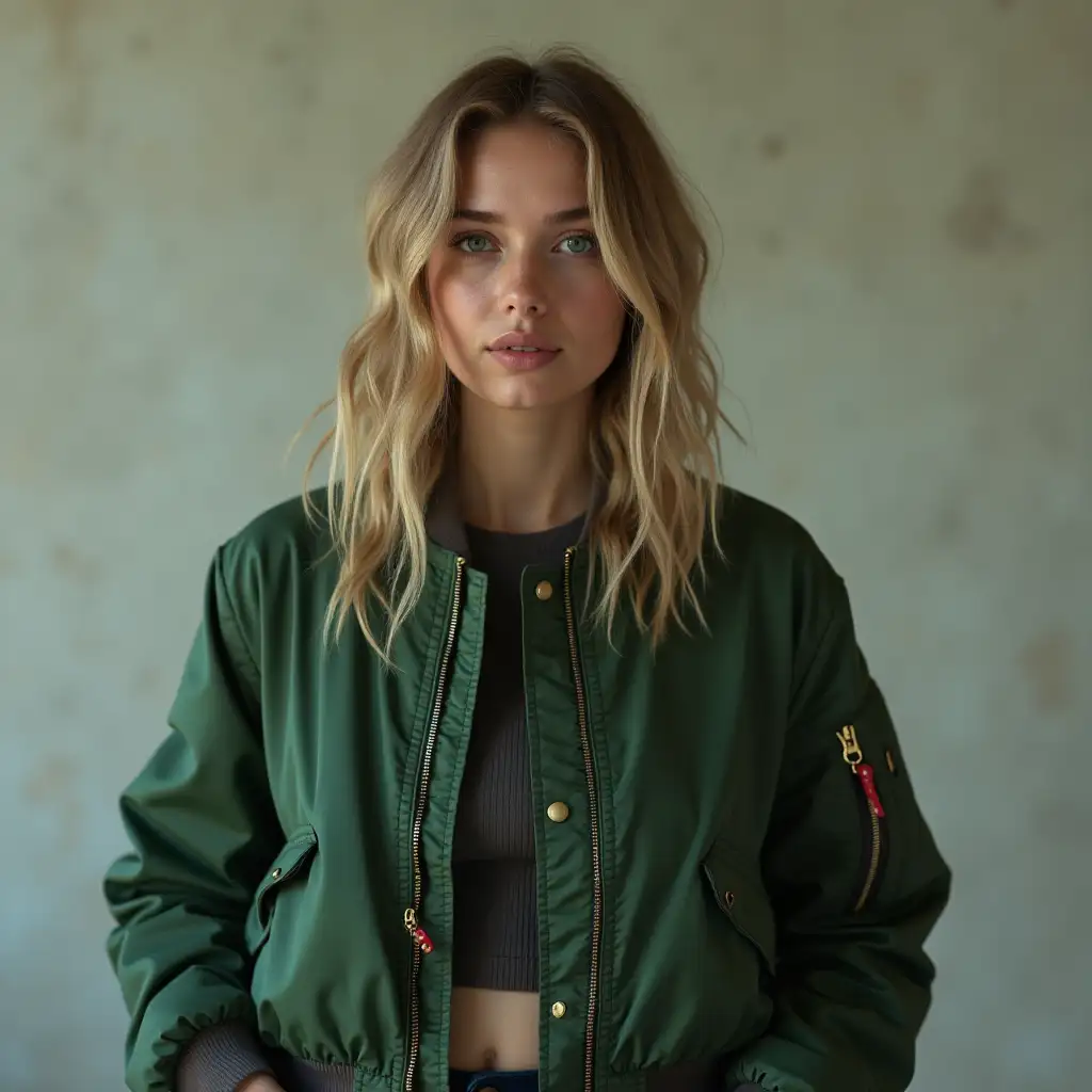 Person-Wearing-a-Green-Bomber-Jacket-in-Urban-Setting