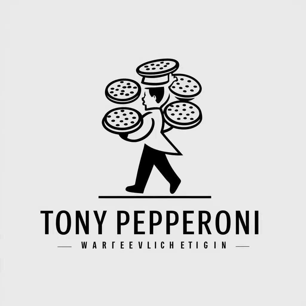 LOGO Design for Tony Pepperoni Waiter Carrying Pizzas in Minimalistic Style