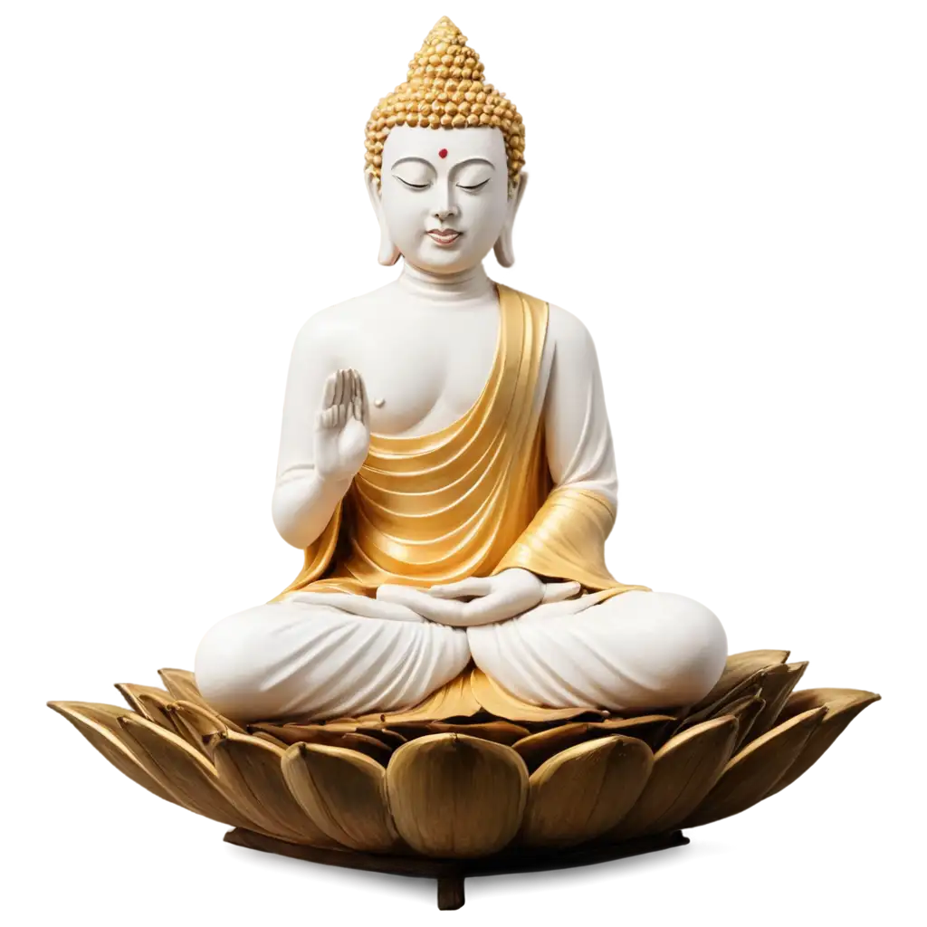 Stunning-White-and-Golden-Buddha-Statue-PNG-A-Serene-Lotus-Representation