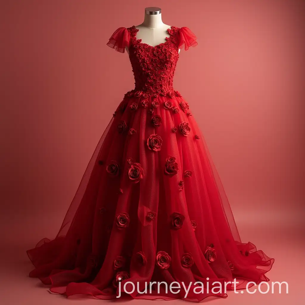 Red-Valentine-Dress-with-Roses-Fashion-Design-Concept