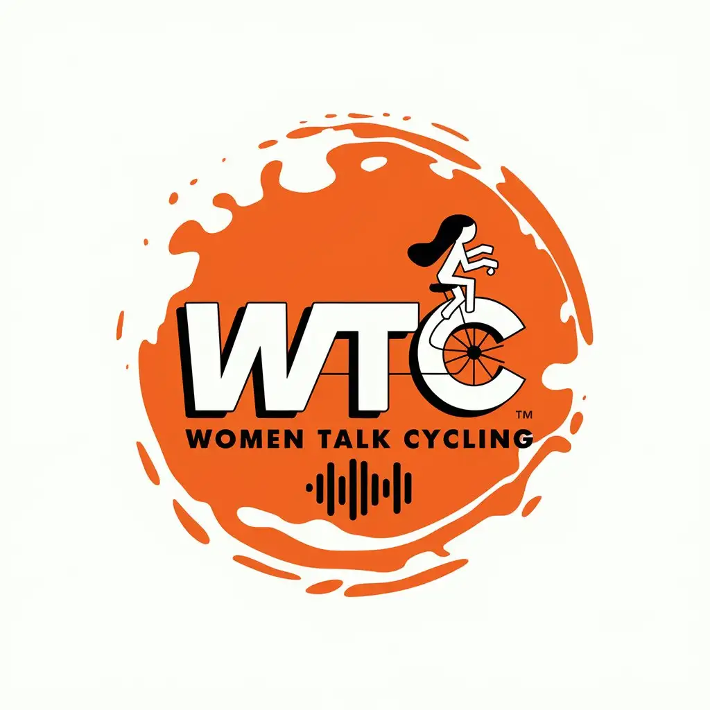 LOGO Design for WTC Women Talk Cycling Vibrant Orange Blur Effects and Cycling Podcast Theme