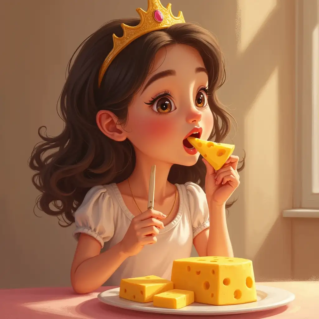 Teen-Princess-Enjoying-Cheese-Delicacies