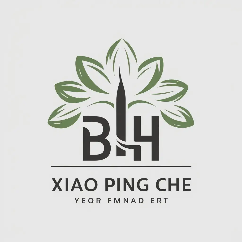 a vector logo design,with the text "BH", main symbol:Xiao ping che, tree leaves,Moderate,clear background