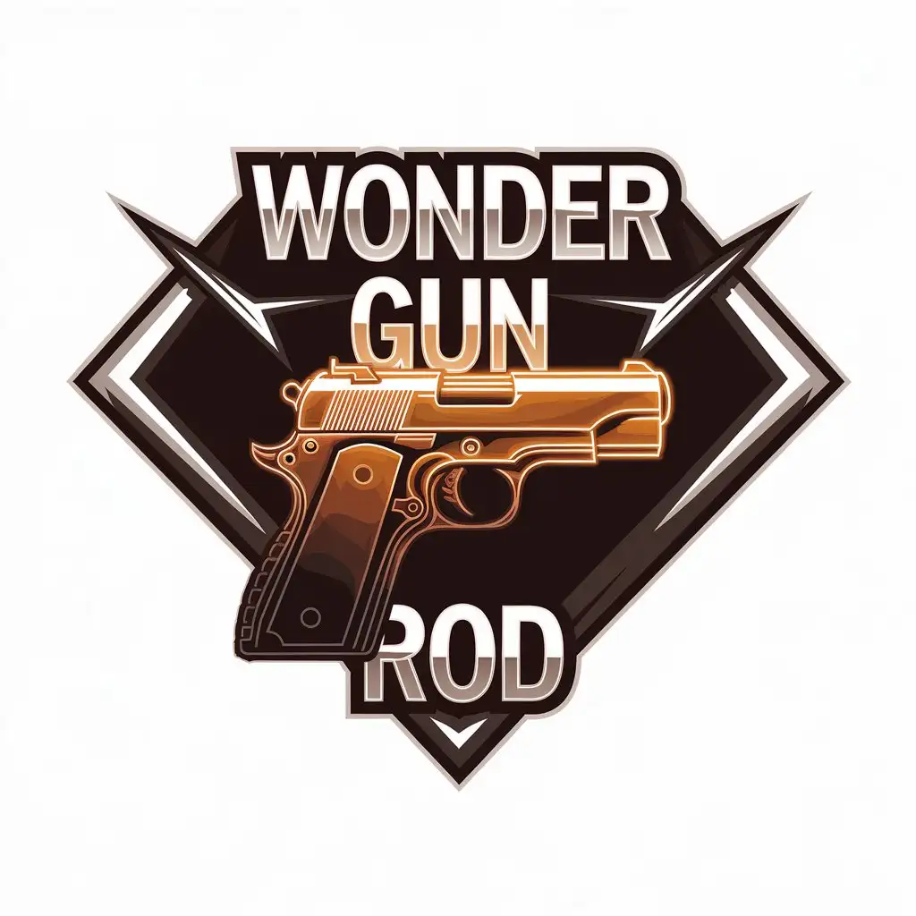 LOGO Design for Wonder Gun Rod Vector Handgun Symbol with Modern Complex Style and Clear Background