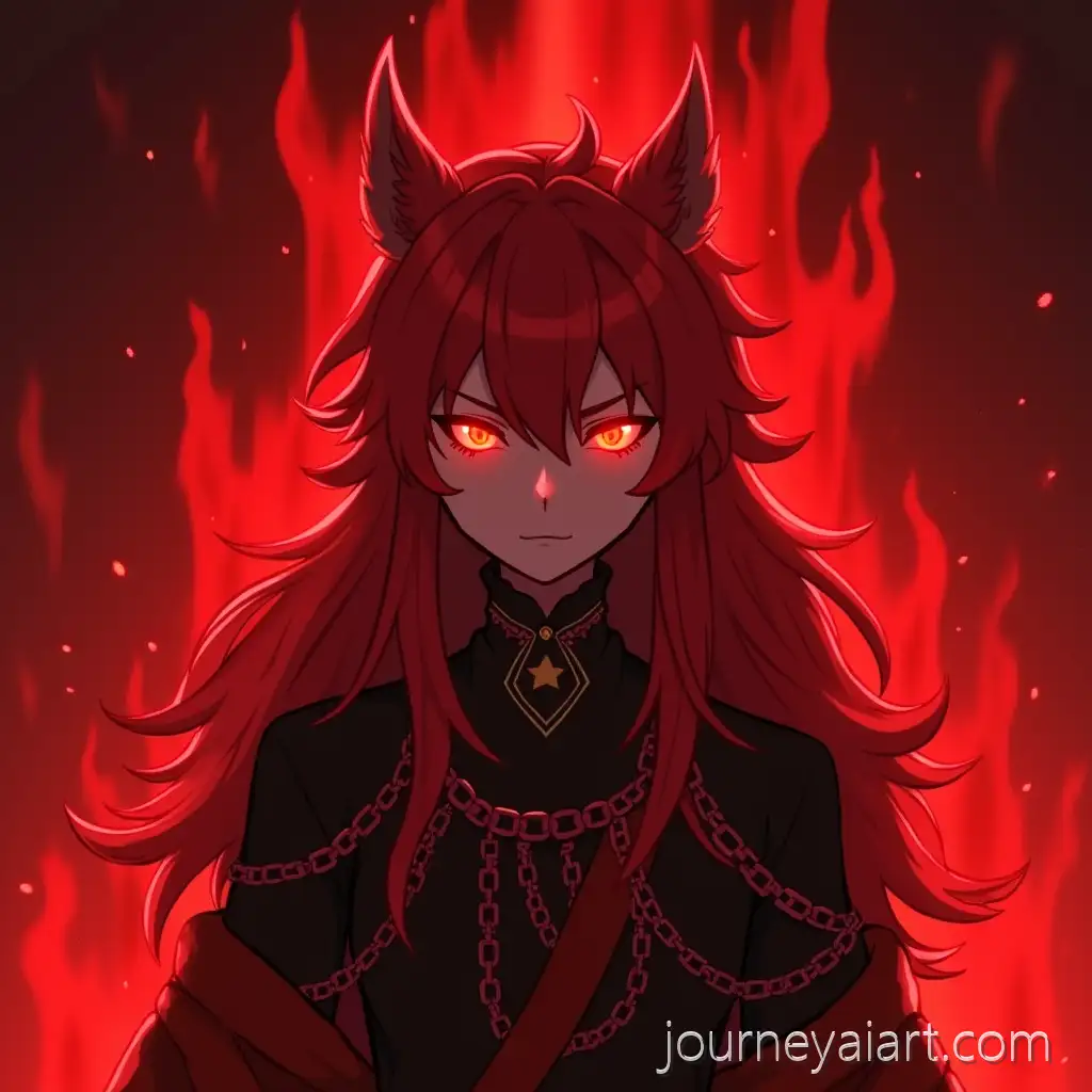 Fiery-Red-Demon-Anime-Character-Fenrys-with-Glowing-Eyes-and-Chains