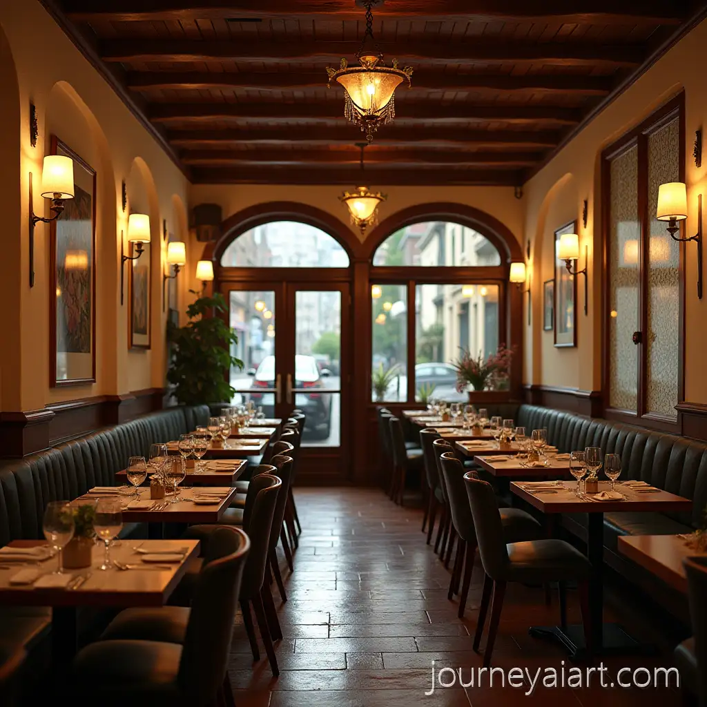 Cozy-Restaurant-Interior-with-Warm-Ambiance-and-Elegant-Decor